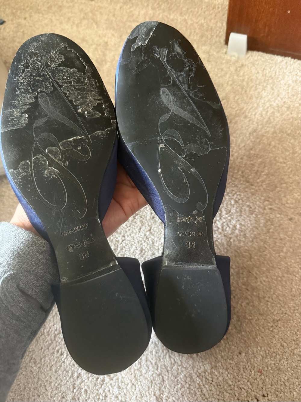 Navy Rhinestone Buckle Flats - Picture 6 of 6